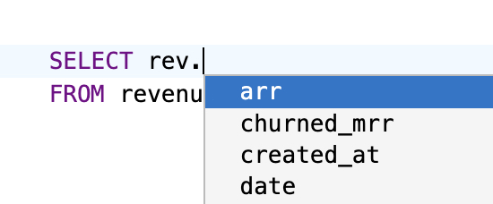 SQL query editor with syntax highlighting